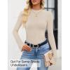ZESICA Women’s Long Sleeve Shirts 2026 Spring Mock Neck Ribbed Slim Fit Tops Basic Tees Dressy Casual Outfits Clothes(Apricot)