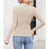 ZESICA Women’s Long Sleeve Shirts 2026 Spring Mock Neck Ribbed Slim Fit Tops Basic Tees Dressy Casual Outfits Clothes(Apricot)
