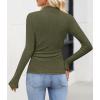 ZESICA Women’s Long Sleeve Shirts 2026 Spring Mock Neck Ribbed Slim Fit Tops Basic Tees Dressy Casual Outfits Clothes(Armygreen)