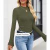 ZESICA Women’s Long Sleeve Shirts 2026 Spring Mock Neck Ribbed Slim Fit Tops Basic Tees Dressy Casual Outfits Clothes(Armygreen)