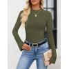 ZESICA Women’s Long Sleeve Shirts 2026 Spring Mock Neck Ribbed Slim Fit Tops Basic Tees Dressy Casual Outfits Clothes(Armygreen)