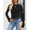ZESICA Women’s Long Sleeve Shirts 2026 Spring Mock Neck Ribbed Slim Fit Tops Basic Tees Dressy Casual Outfits Clothes(Black)