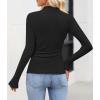 ZESICA Women’s Long Sleeve Shirts 2026 Spring Mock Neck Ribbed Slim Fit Tops Basic Tees Dressy Casual Outfits Clothes(Black)