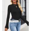 ZESICA Women’s Long Sleeve Shirts 2026 Spring Mock Neck Ribbed Slim Fit Tops Basic Tees Dressy Casual Outfits Clothes(Black)