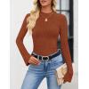ZESICA Women’s Long Sleeve Shirts 2026 Spring Mock Neck Ribbed Slim Fit Tops Basic Tees Dressy Casual Outfits Clothes(Brick)