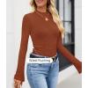 ZESICA Women’s Long Sleeve Shirts 2026 Spring Mock Neck Ribbed Slim Fit Tops Basic Tees Dressy Casual Outfits Clothes(Brick)