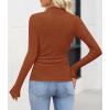 ZESICA Women’s Long Sleeve Shirts 2026 Spring Mock Neck Ribbed Slim Fit Tops Basic Tees Dressy Casual Outfits Clothes(Brick)