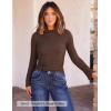 ZESICA Women’s Long Sleeve Shirts 2026 Spring Mock Neck Ribbed Slim Fit Tops Basic Tees Dressy Casual Outfits Clothes(Darkbrown)
