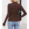 ZESICA Women’s Long Sleeve Shirts 2026 Spring Mock Neck Ribbed Slim Fit Tops Basic Tees Dressy Casual Outfits Clothes(Darkbrown)