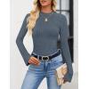 ZESICA Women’s Long Sleeve Shirts 2026 Spring Mock Neck Ribbed Slim Fit Tops Basic Tees Dressy Casual Outfits Clothes(Dustyblue)
