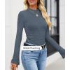 ZESICA Women’s Long Sleeve Shirts 2026 Spring Mock Neck Ribbed Slim Fit Tops Basic Tees Dressy Casual Outfits Clothes(Dustyblue)