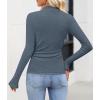 ZESICA Women’s Long Sleeve Shirts 2026 Spring Mock Neck Ribbed Slim Fit Tops Basic Tees Dressy Casual Outfits Clothes(Dustyblue)