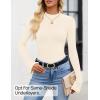 ZESICA Women’s Long Sleeve Shirts 2026 Spring Mock Neck Ribbed Slim Fit Tops Basic Tees Dressy Casual Outfits Clothes(Ivory)