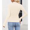 ZESICA Women’s Long Sleeve Shirts 2026 Spring Mock Neck Ribbed Slim Fit Tops Basic Tees Dressy Casual Outfits Clothes(Ivory)