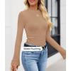 ZESICA Women’s Long Sleeve Shirts 2026 Spring Mock Neck Ribbed Slim Fit Tops Basic Tees Dressy Casual Outfits Clothes(Khaki)