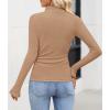 ZESICA Women’s Long Sleeve Shirts 2026 Spring Mock Neck Ribbed Slim Fit Tops Basic Tees Dressy Casual Outfits Clothes(Khaki)