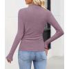 ZESICA Women’s Long Sleeve Shirts 2026 Spring Mock Neck Ribbed Slim Fit Tops Basic Tees Dressy Casual Outfits Clothes(Purple)