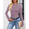 ZESICA Women’s Long Sleeve Shirts 2026 Spring Mock Neck Ribbed Slim Fit Tops Basic Tees Dressy Casual Outfits Clothes(Purple)