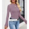 ZESICA Women’s Long Sleeve Shirts 2026 Spring Mock Neck Ribbed Slim Fit Tops Basic Tees Dressy Casual Outfits Clothes(Purple)