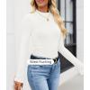 ZESICA Women’s Long Sleeve Shirts 2026 Spring Mock Neck Ribbed Slim Fit Tops Basic Tees Dressy Casual Outfits Clothes(White)