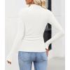 ZESICA Women’s Long Sleeve Shirts 2026 Spring Mock Neck Ribbed Slim Fit Tops Basic Tees Dressy Casual Outfits Clothes(White)
