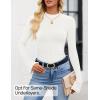 ZESICA Women’s Long Sleeve Shirts 2026 Spring Mock Neck Ribbed Slim Fit Tops Basic Tees Dressy Casual Outfits Clothes(White)