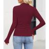 ZESICA Women’s Long Sleeve Shirts 2026 Spring Mock Neck Ribbed Slim Fit Tops Basic Tees Dressy Casual Outfits Clothes(Wine)