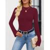 ZESICA Women’s Long Sleeve Shirts 2026 Spring Mock Neck Ribbed Slim Fit Tops Basic Tees Dressy Casual Outfits Clothes(Wine)