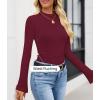 ZESICA Women’s Long Sleeve Shirts 2026 Spring Mock Neck Ribbed Slim Fit Tops Basic Tees Dressy Casual Outfits Clothes(Wine)