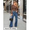 ZESICA Women’s Off Shoulder Tops Bell Long Sleeve Shirts 2026 Spring Trendy Going Out Ruched Tight Fitted Y2K Clothes(Brown)