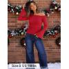 ZESICA Women’s Off Shoulder Tops Bell Long Sleeve Shirts 2026 Spring Trendy Going Out Ruched Tight Fitted Y2K Clothes(Red)