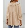 ZESICA Womens Scoop Neck 3/4 Length Sleeve Tops 2026 Casual Tie Front Ruffle Tiered Loose Tunic Shirts Blouses Fall Outfits(Apricot)