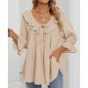 ZESICA Womens Scoop Neck 3/4 Length Sleeve Tops 2026 Casual Tie Front Ruffle Tiered Loose Tunic Shirts Blouses Fall Outfits(Apricot)