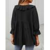 ZESICA Womens Scoop Neck 3/4 Length Sleeve Tops 2026 Casual Tie Front Ruffle Tiered Loose Tunic Shirts Blouses Fall Outfits(Black)