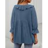 ZESICA Womens Scoop Neck 3/4 Length Sleeve Tops 2026 Casual Tie Front Ruffle Tiered Loose Tunic Shirts Blouses Fall Outfits(Dusty Blue)
