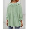 ZESICA Womens Scoop Neck 3/4 Length Sleeve Tops 2026 Casual Tie Front Ruffle Tiered Loose Tunic Shirts Blouses Fall Outfits(Mint Green)