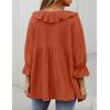 ZESICA Womens Scoop Neck 3/4 Length Sleeve Tops 2026 Casual Tie Front Ruffle Tiered Loose Tunic Shirts Blouses Fall Outfits(Orange Red)
