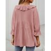 ZESICA Womens Scoop Neck 3/4 Length Sleeve Tops 2026 Casual Tie Front Ruffle Tiered Loose Tunic Shirts Blouses Fall Outfits(Pink)