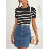 ZESICA Women’s Short Sleeve Crewneck Striped T Shirt 2026 Summer Ribbed Knit Slim Fit Casual Basic Tee Tops(Black)