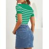 ZESICA Women’s Short Sleeve Crewneck Striped T Shirt 2026 Summer Ribbed Knit Slim Fit Casual Basic Tee Tops(Green)