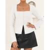 ZESICA Women’s Spring Square Neck Blazers 2026 Casual Long Sleeve Button Up Work Business Fitted Blazer Jackets(Cream)