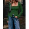 ZESICA Women’s Spring Square Neck Blazers 2026 Casual Long Sleeve Button Up Work Business Fitted Blazer Jackets(Green)