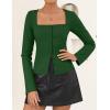 ZESICA Women’s Spring Square Neck Blazers 2026 Casual Long Sleeve Button Up Work Business Fitted Blazer Jackets(Green)