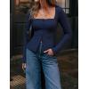 ZESICA Women’s Spring Square Neck Blazers 2026 Casual Long Sleeve Button Up Work Business Fitted Blazer Jackets(Navy)