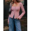 ZESICA Women’s Spring Square Neck Blazers 2026 Casual Long Sleeve Button Up Work Business Fitted Blazer Jackets(Pink)