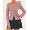 ZESICA Women’s Spring Square Neck Blazers 2026 Casual Long Sleeve Button Up Work Business Fitted Blazer Jackets(Pink)