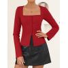 ZESICA Women’s Spring Square Neck Blazers 2026 Casual Long Sleeve Button Up Work Business Fitted Blazer Jackets(Red)