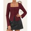 ZESICA Women’s Spring Square Neck Blazers 2026 Casual Long Sleeve Button Up Work Business Fitted Blazer Jackets(Wine)