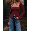 ZESICA Women’s Spring Square Neck Blazers 2026 Casual Long Sleeve Button Up Work Business Fitted Blazer Jackets(Wine)