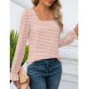 ZESICA Women’s Square Neck Tops Puff Long Sleeve Shirts Fall Fashion 2026 Clothes(Pink)